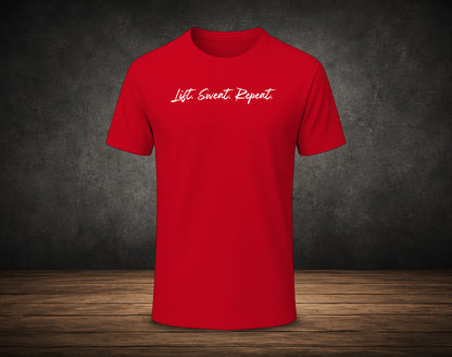 Lift. Sweat. Repeat. - Half Sleeve Round Neck T-Shirt (Gym T-Shirt)