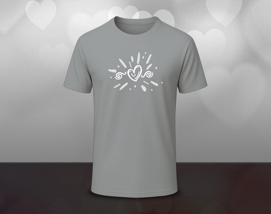 Love Heart - Half Sleeve Round Neck T-Shirt