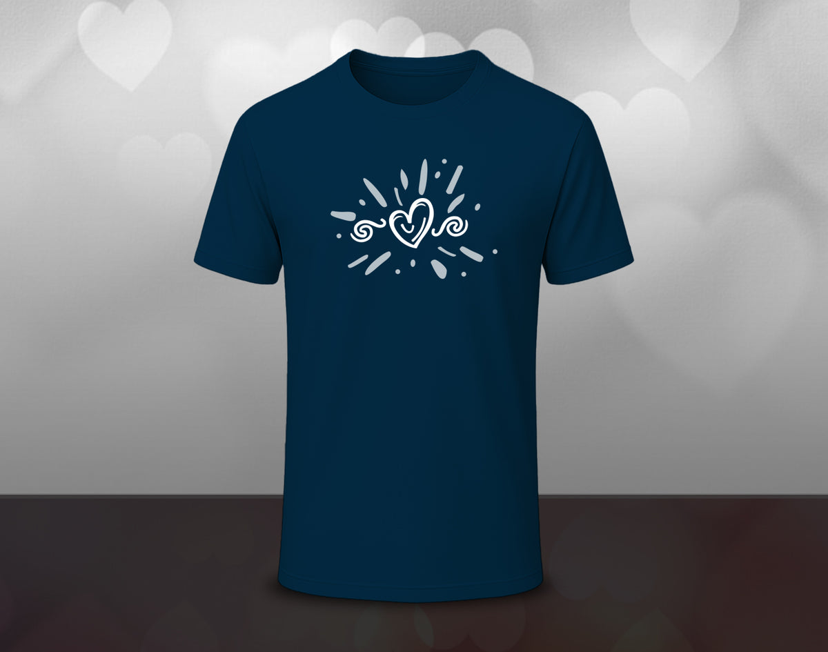 Love Heart - Half Sleeve Round Neck T-Shirt