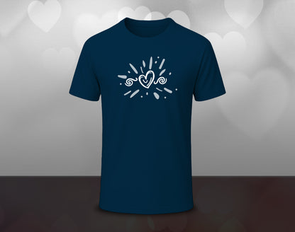 Love Heart - Half Sleeve Round Neck T-Shirt